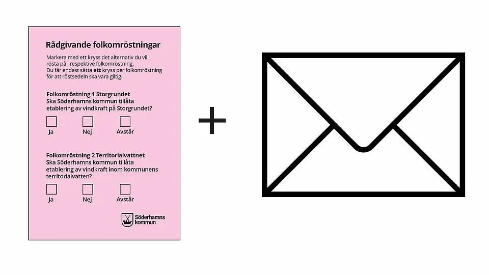 Foto på en röstsedel och ett kuvert