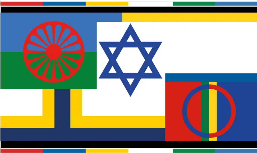 Flaggor och symboler för de svenska nationella minoriteterna.