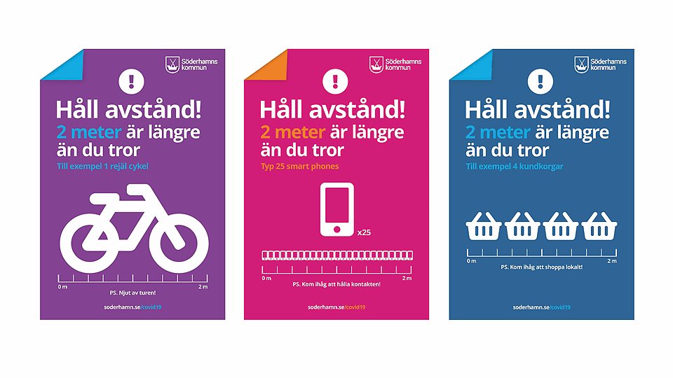 Affischer med budskap om 2-metersregeln