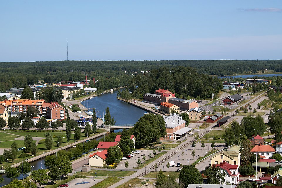 Flygfoto av Söderhamn centrum